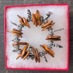 Faux Wood & Charm Bracelet